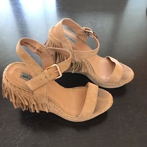 Wedge Sandals with Fringe Detail